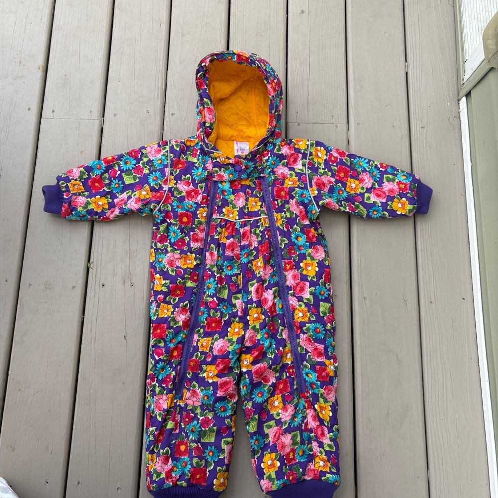Hanna Andersson Purple Floral Snowsuit